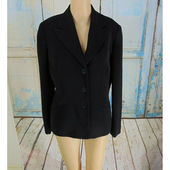 Le Suit 6P Blazer Long Sleeve Black Lined 3 Button Jacket Business Work Casual - Picture 1 of 10